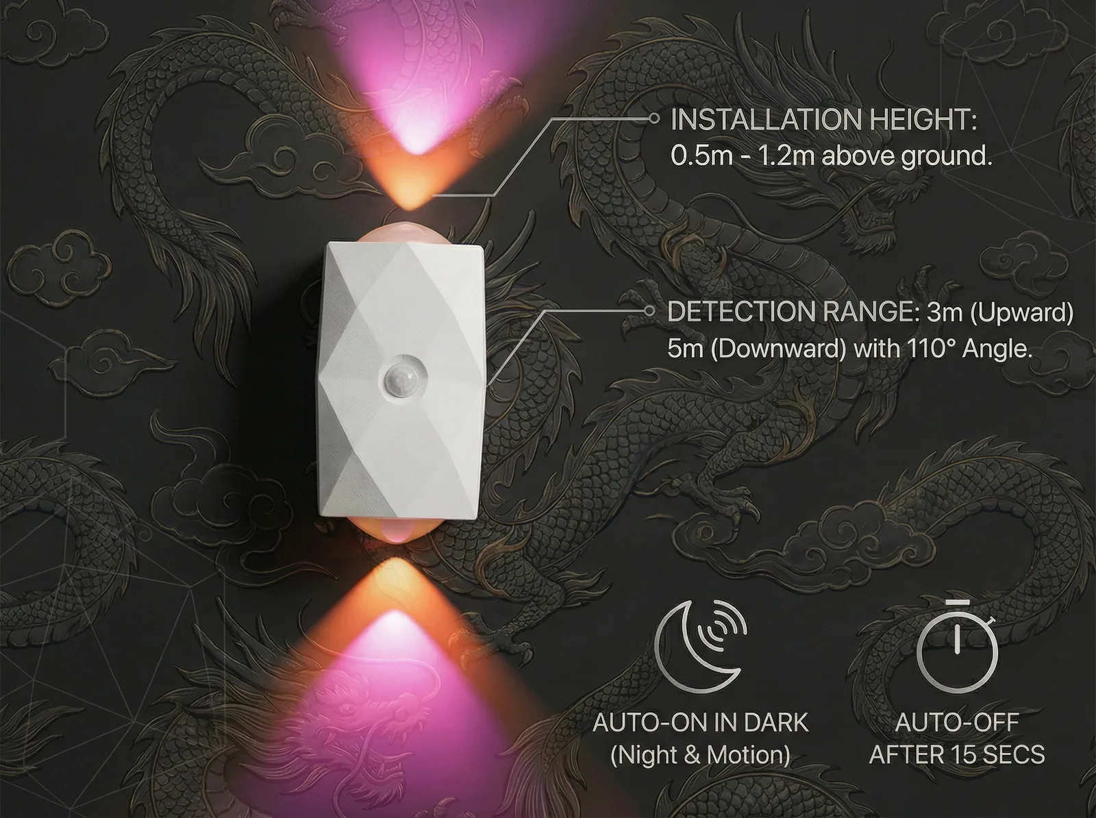 RGB background lighting behind a streaming desk setup with dragon scale wall light - ZSYZDL guide