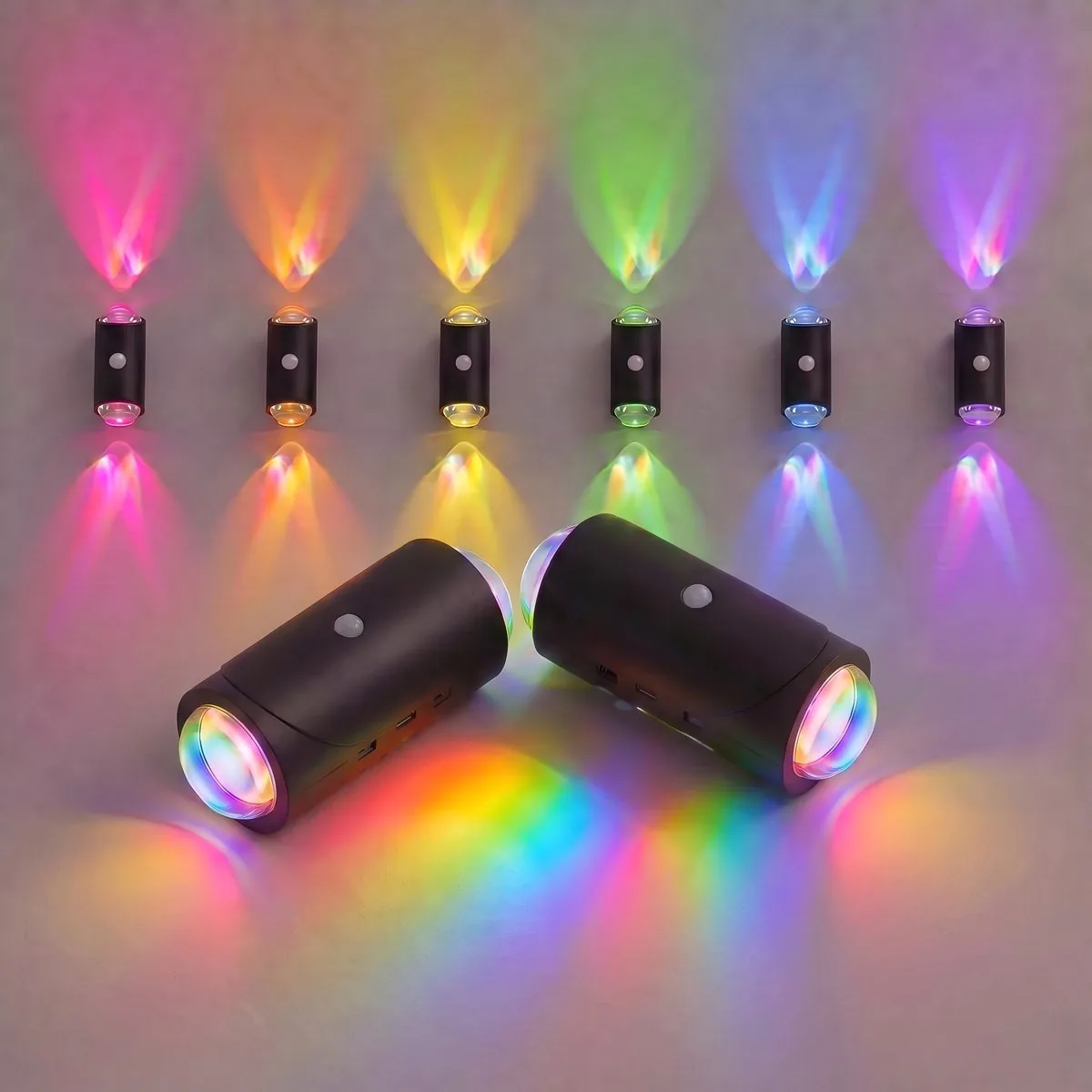 ZSYZDL BLACK 2-pack rechargeable RGB motion sensor wall lights for bedroom hallway stairs